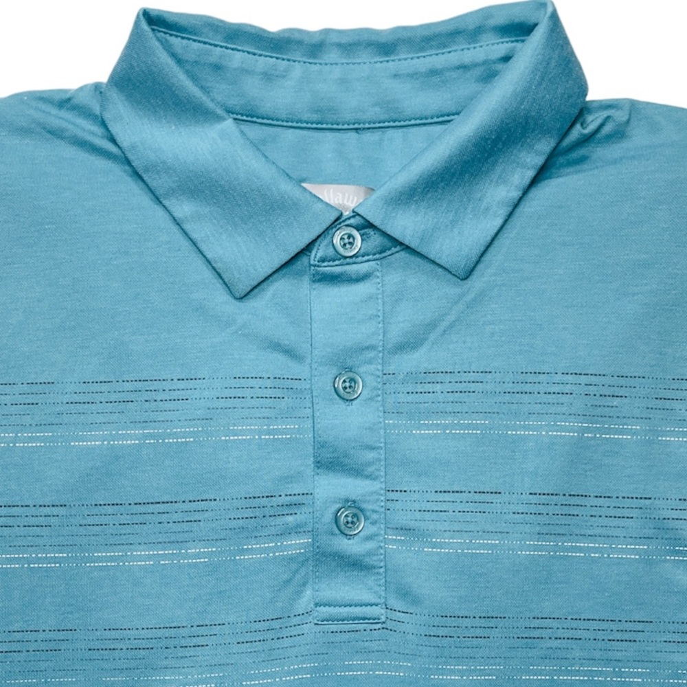 CALLAWAY Polo Shirt Short Sleeve Aqua Green Embroidered Logo Golf Mens Large